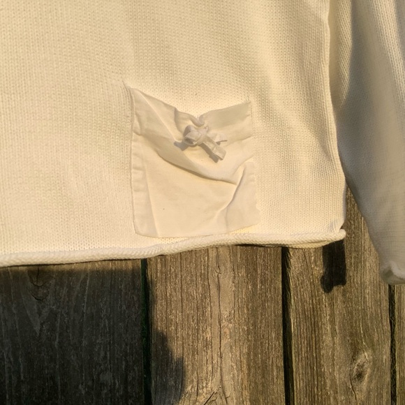 David Brooks. White  sweater  cotton pockets and neck piping - Picture 3 of 4
